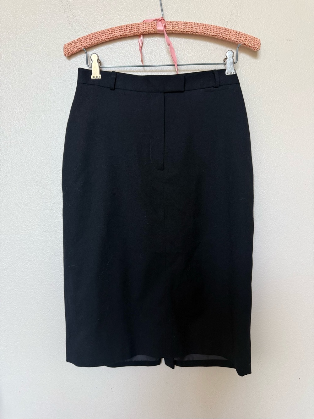 *VINTAGE* Size 4 P-RALPH LAUREN Petite Skirt Wool Midi Pencil Black Business